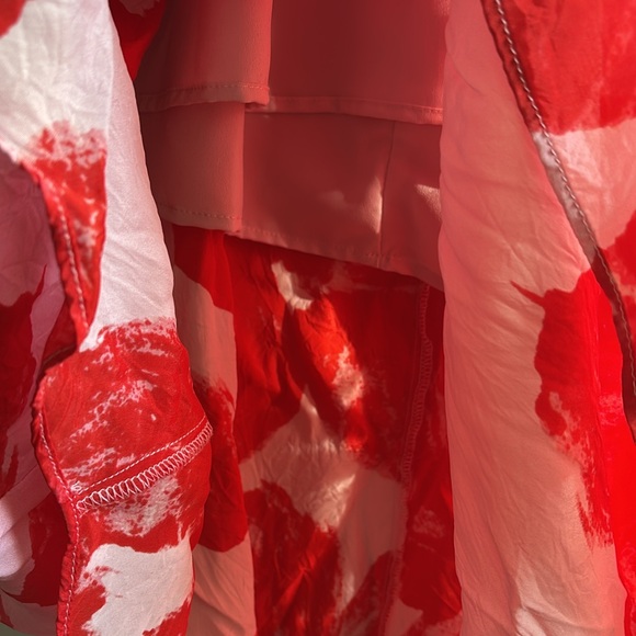 Gorman Australia red pink silk blend painted floral sheer midi dress - Picture 5 of 11